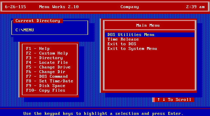 MenuWorks 2.10 - Menu